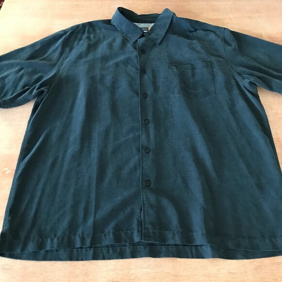 Quicksilver Shirt Men XXL Black Button Up Pocket Short Sleeve Collared Preppy - Picture 1 of 13